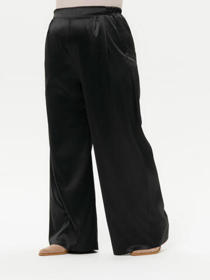 Брюки палаццо из атласа, чёрные