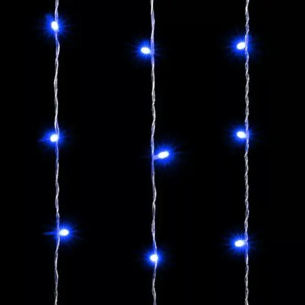 Светодиодный занавес 2*2 м., 400 синих LED ламп, облегченный, прозрачный провод ПВХ, LTC (PCL400NOT-10-2B)