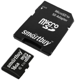 Карта памяти MicroSD 16-GB Smartbuy Class 10 с адаптером