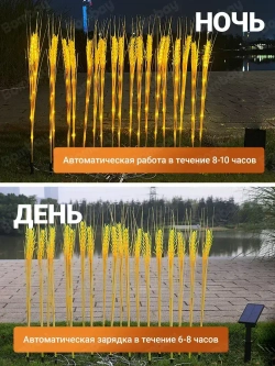 Светильник на солнечной батарее уличный, колосья 15 штук