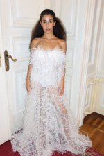 Платье макси вечернее с перьями