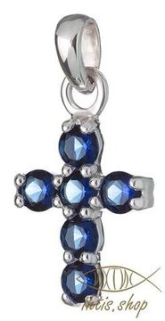 Крест с синими фианитами