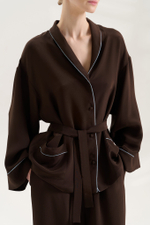 Рубаха из шелка с кантом Pajama Choco