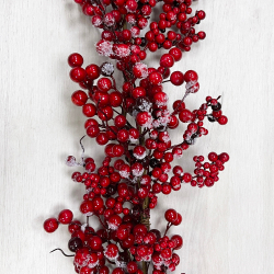 Гирлянда из красных ягод 185см ChristmasDeLuxe заснеженная