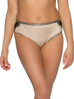 Трусики-бразилиана с леопардовой отделкой и кружевом (Размер: XXXL) (Цвет: телесный)