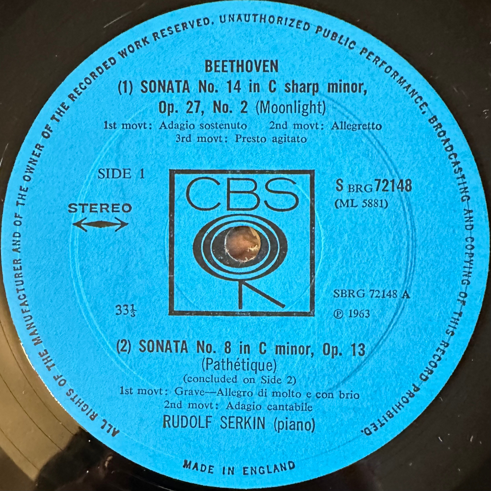Серкин, Бетховен- Три любимые сонаты (Англия 1963г.)
