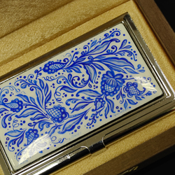 Визитница "Гжельские мотивы" (роспись Палех)