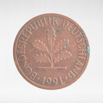 Germany, 1 Pfennig, 1991, (Stuttgart Mint - "F"), VF