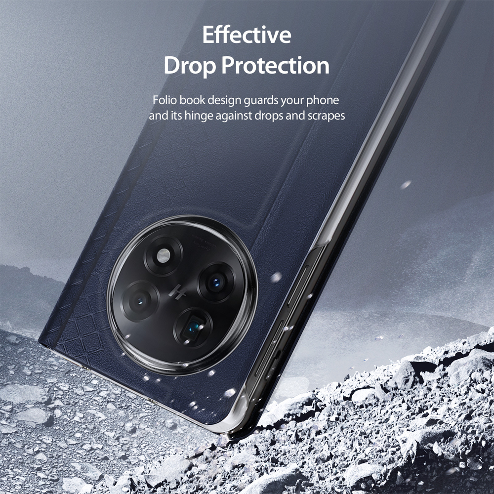Чехол синего цвета с премиальной искусственной кожи от Dux Ducis для OPPO Find N5, серия Bril Series Case