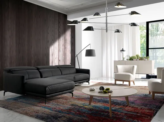 Диван угловой Angel Cerda 5359-L, черная кожа