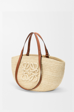 Loewe Средняя сумка-корзина Eclipse из рафии и телячьей кожи, натуральный/коричневый