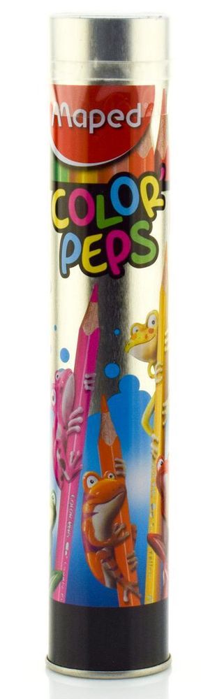 Карандаши 12 цв. COLOR&#39;PEPS, из липы, треуг. в метал. тубусе (Maped)