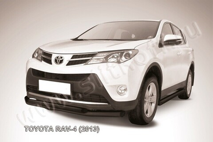 Защита переднего бампера (нержавейка) Toyota Rav-4 (2012-2015) d76+d57 (черный)