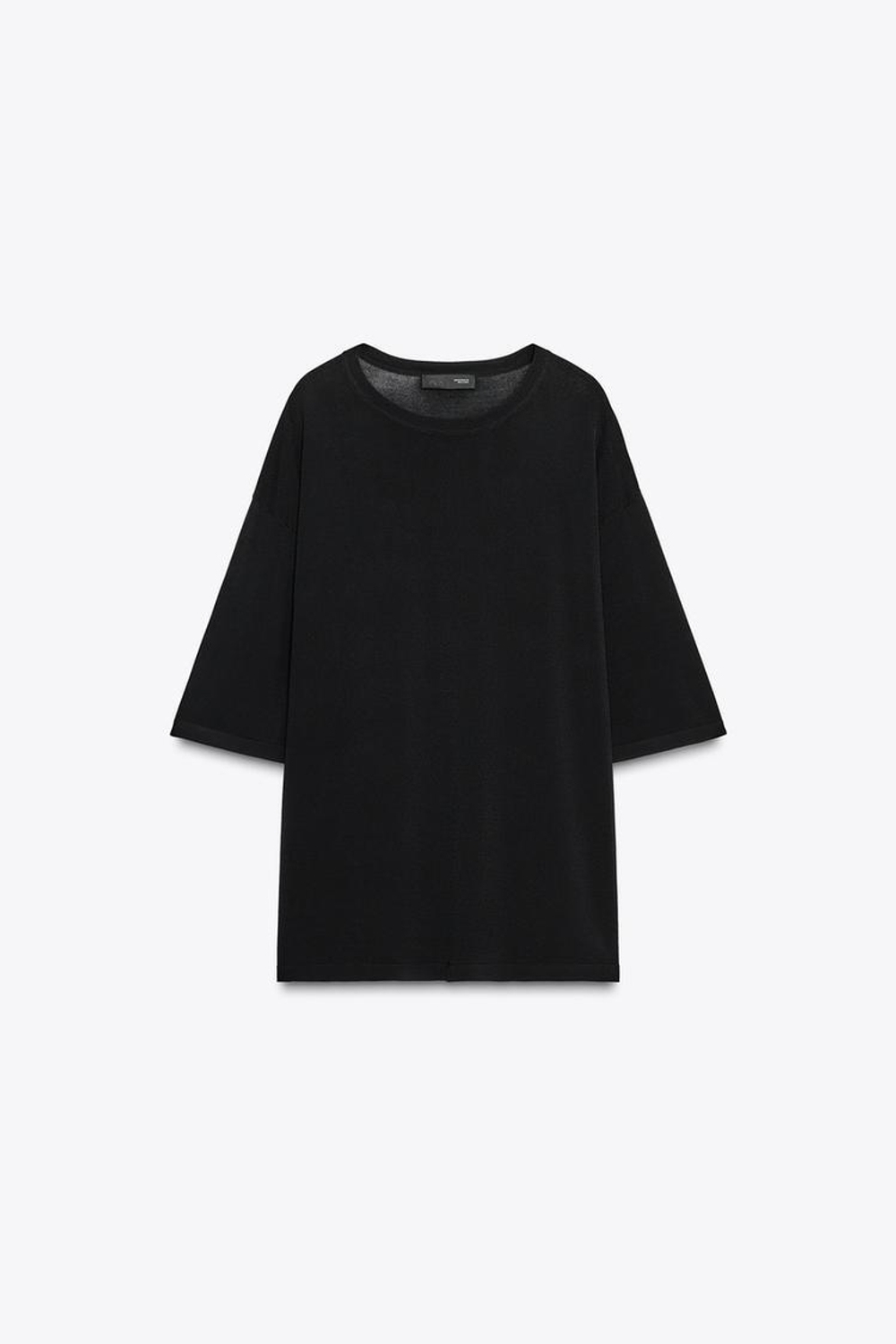 ZARA ОДНОТОННЫЙ ДЖЕМПЕР ОВЕРСАЙЗ, ЧЕРНЫЙ