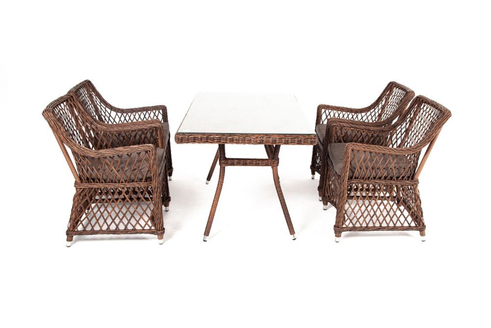 "Латте–140 L" обеденная группа плетеная, цвет коричневый