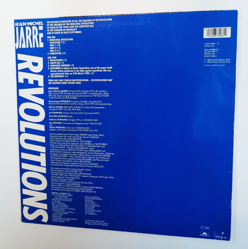 Винтажная виниловая пластинка LP Jean Michel Jarre Revolutions (Germany 1988)