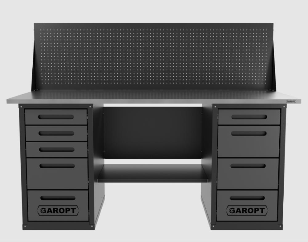 Верстак двухтумбовый 4 ящиков /5 ящиков с экраном 1800*700 серый GAROPT, GT1800Y4Y5PP.grey