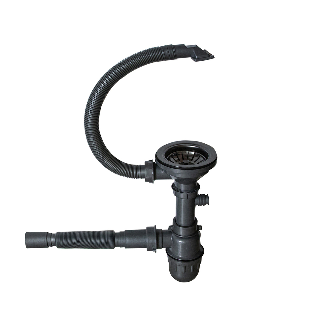 Мойка настол.монтаж 72х40 (3,0) 2-х ЧАШЕВАЯ вып 3 1/2  MIXLINE PRO 22см с сифоном (черный графит)