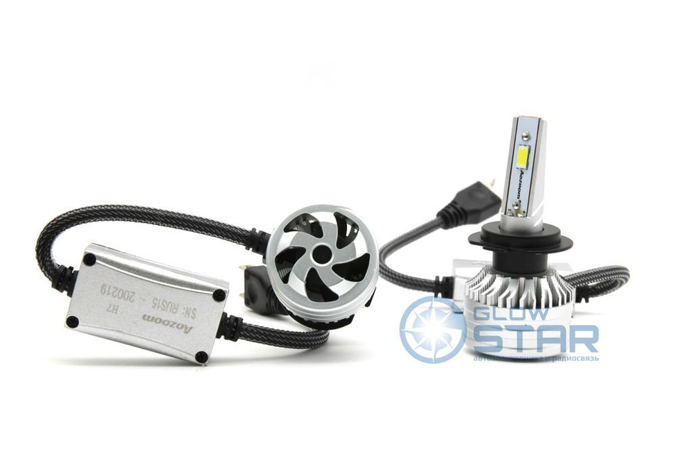 Светодиодные лампы H7 Aozoom ALH-08 в штатную линзу с вент-ром, 12V, 35W, 6000K (комплект, 2шт)