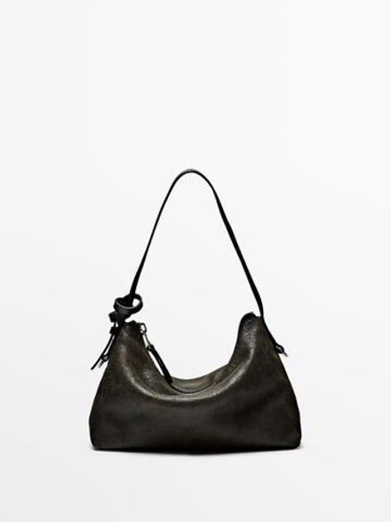 Massimo Dutti Маленькая сумка из кожи наппа, зеленый