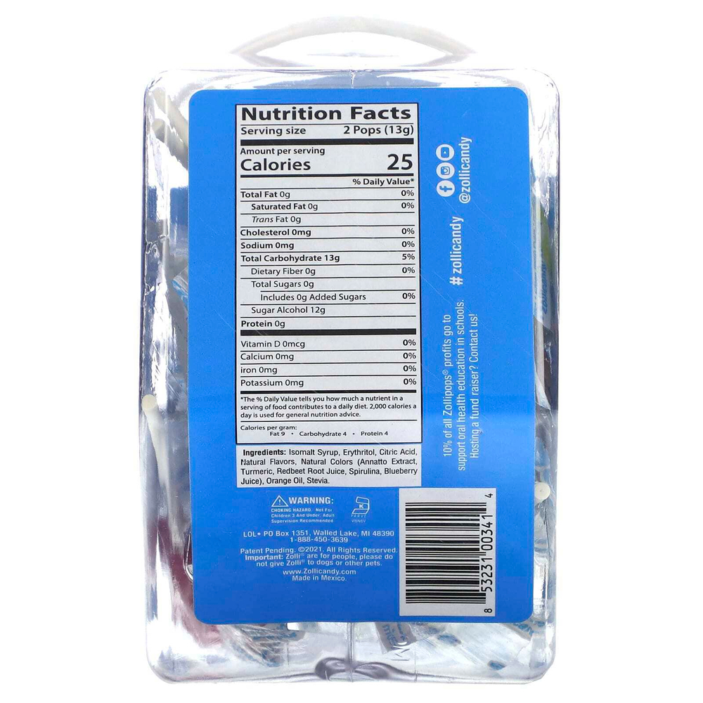 Zollipops, The Clean Teeth Pops, леденцы для чистки зубов, ассорти, 147 г (5,2 унции)