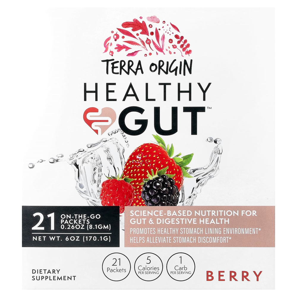 Terra Origin, Healthy Gut ™, ягоды, 21 пакетик, по 8,1 г (0,26 унции)