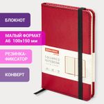 Блокнот малый ФОРМАТ (100x150 мм) А6 BRAUBERG "Office" под кожу 80 л. клетка бордовый (3 штуки в упаковке)