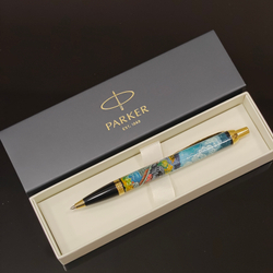 Ручка "Паровоз. Подарок железнодорожнику" с ручной росписью Палех