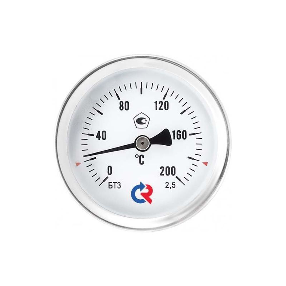 Термометр биметаллический РОСМА (БТ-31,211) Ду 63, L 100мм, G1/2&#39;&#39;, 0+60гр. латунный, осевой