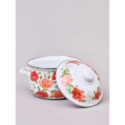 КАСТРЮЛЯ AGNESS ЭМАЛИРОВАННАЯ С ЭМАЛ.КРЫШКОЙ СЕРИЯ "МАКИ", 2.0 Л, 18*11 СМ