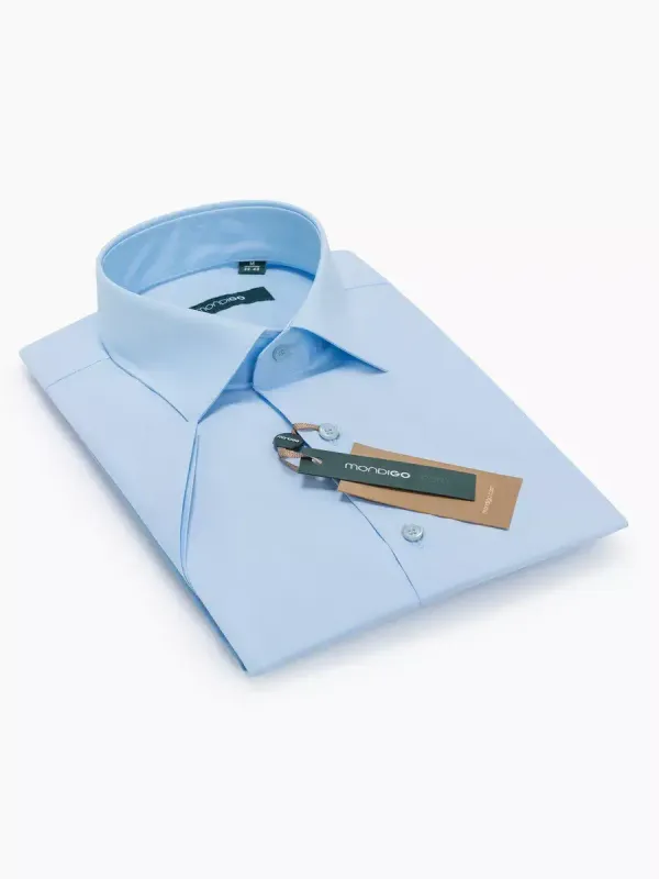 Рубашка приталенная SLIM FIT с коротким рукавом, голубая