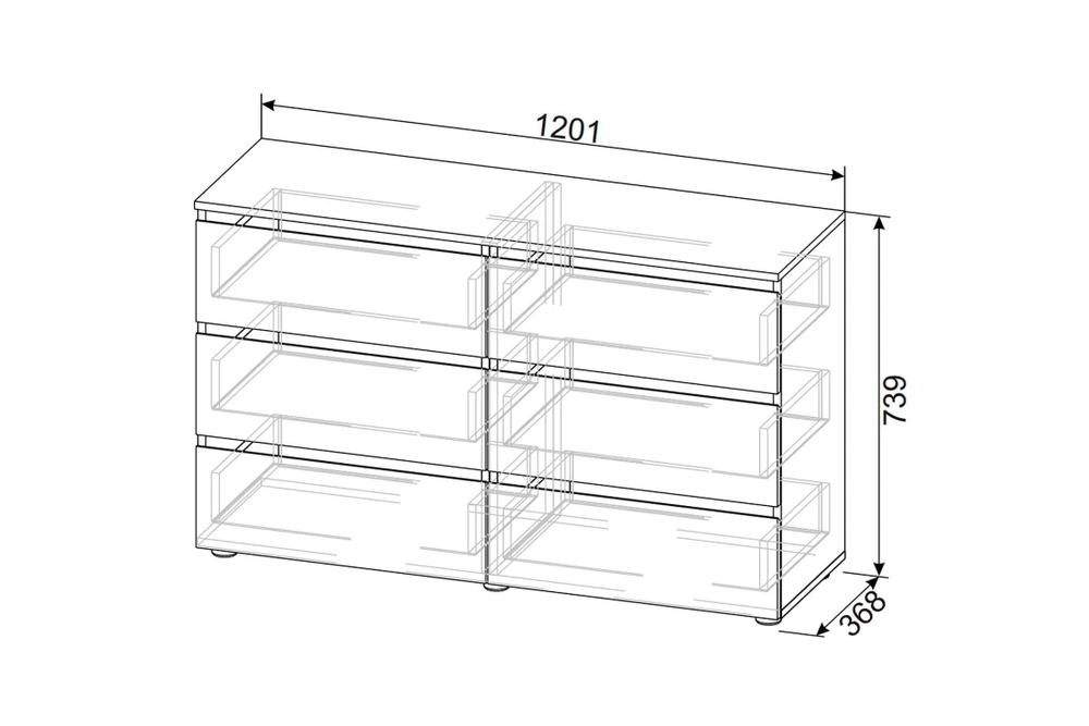 Комод для одежды с ящиками Белый текстурный / Белый текстурный ТК, Токио, 120х36х73 см Астрид-Мебель