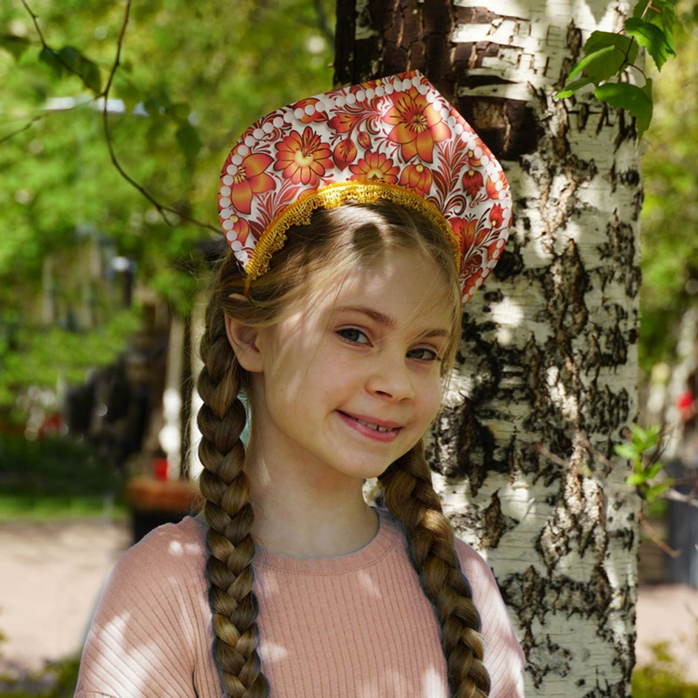 Кокошник-Ободок Цветы красные