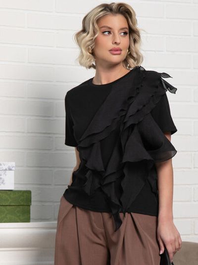 Блуза праздничная Риана ХИТ (черная) Б15078-5М LT Collection