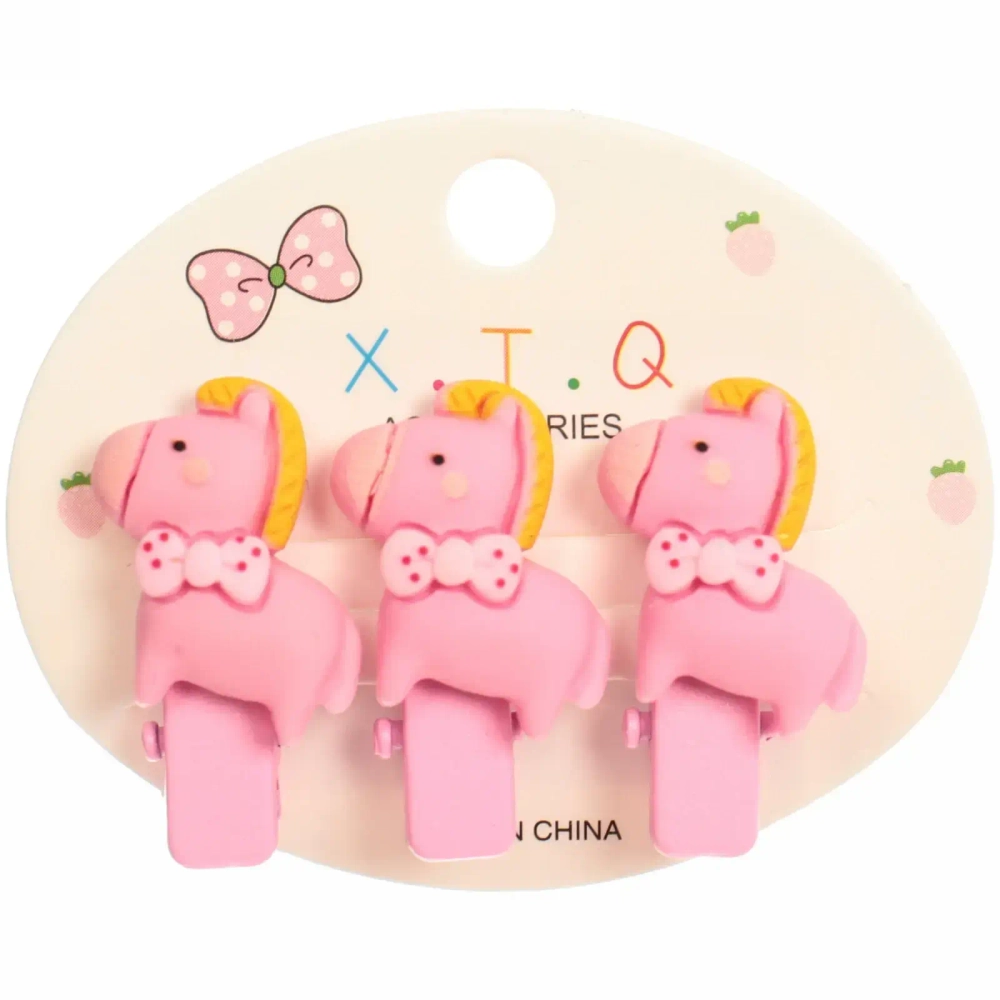 Зажимы для волос детские 3шт «Mini lady», милые пони, 6*5см