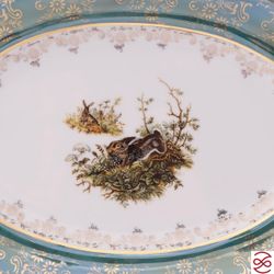 Блюдо овальное Repast Охота зеленая Мария-тереза 29 см
