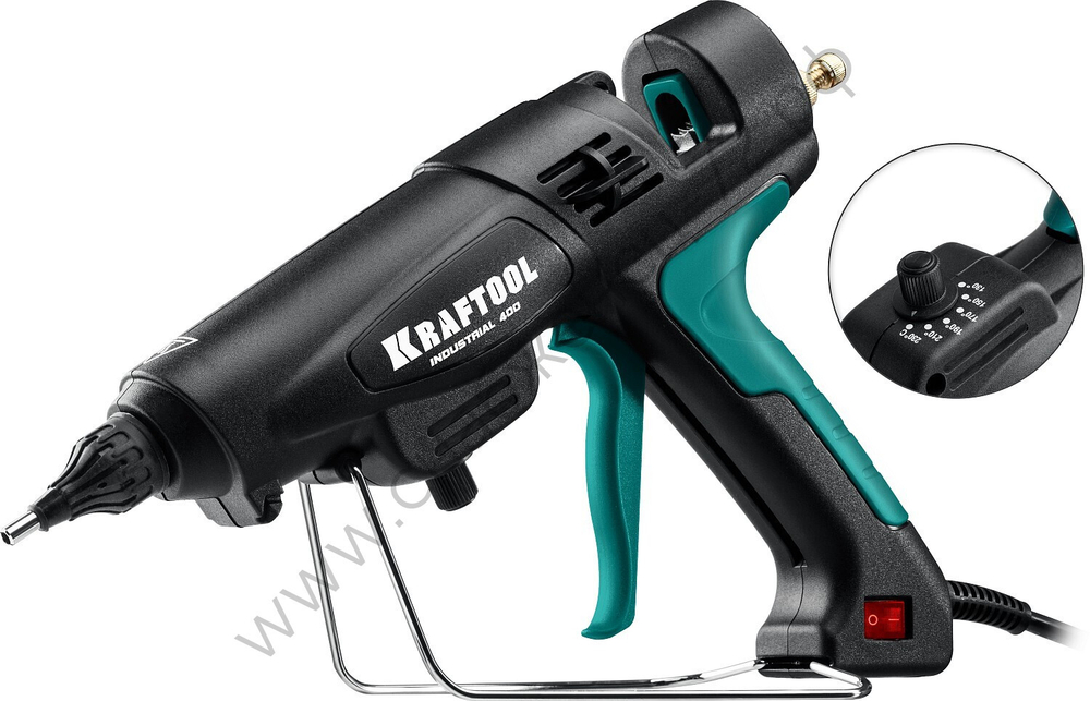 KRAFTOOL Industrial 400, d 11 - 12 мм, 50 г/мин, 130-230 С, пистолет термоклеевой электрический (06843-300-12)