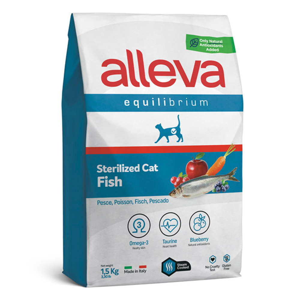 Полнорационный корм Alleva Equilibrium Sensitive, для стерилизованных кошек, рыба, 1.5 кг