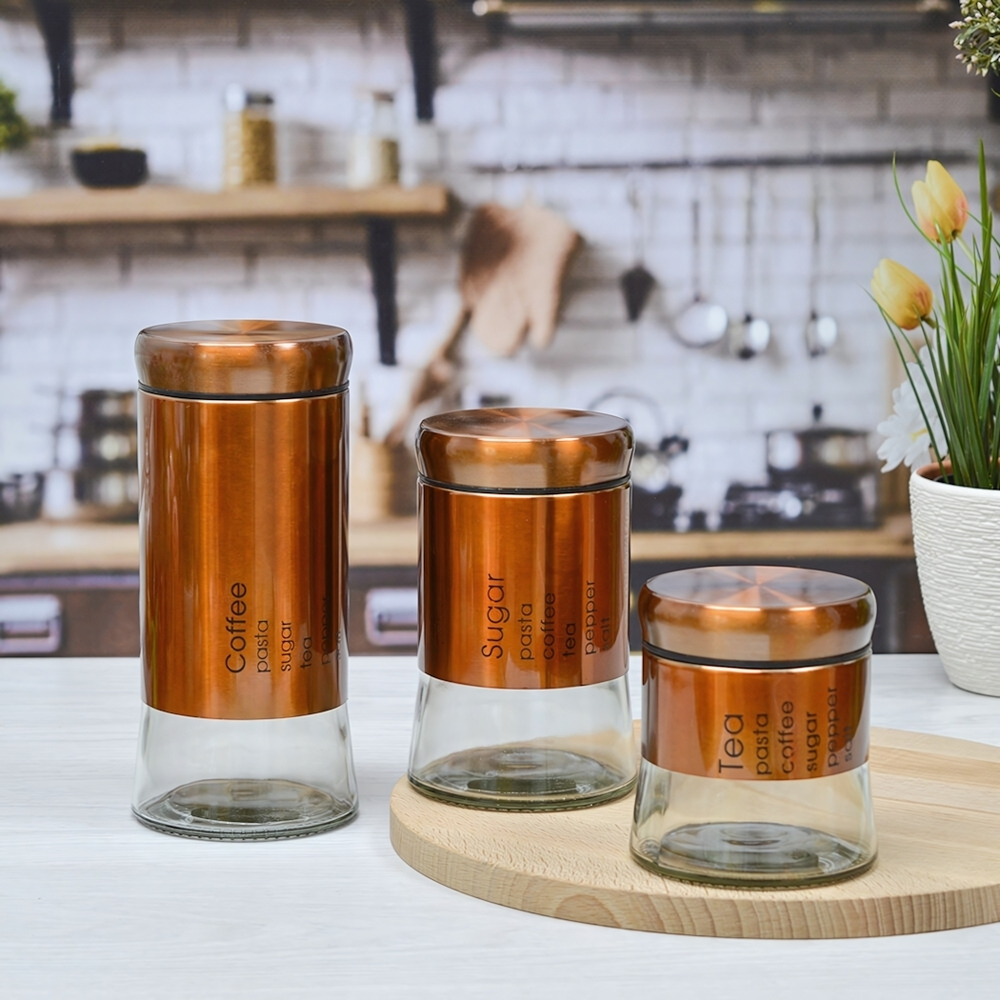 Набор банок для сыпучих продуктов 3шт (10,5*9;15*9; 20*9см), ST-1560