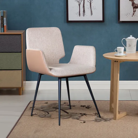 Стул с подлокотниками Adam бежевая рогожка и экокожа