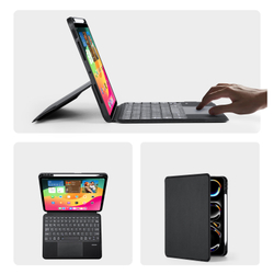 Чехол подставка с клавиатурой (RUS) от Dux Ducis для планшета iPad Pro 11 (2024-), серия DK Series Keyboard, русская клавиатура с подсветкой