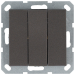 Выключатель трехклавишный 10A 250V~ с накладкой, цвет Мокко