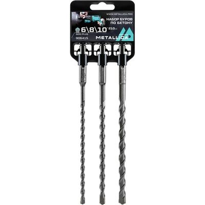 Набор буров по бетону SDS-plus METALLICA Optima 6,8,10х210/150 мм 3 шт на клипсе   906415