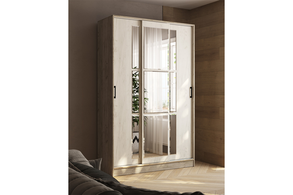 Шкаф-купе Стиль-2 140, Дуб крафт серый, Дуб крафт белый