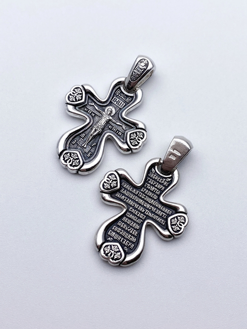 Крест из серебра/Чернение/С подвижным ухом