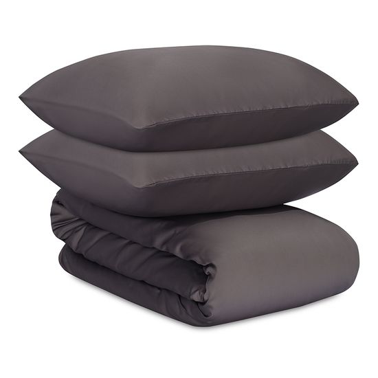 Комплект постельного белья из премиального сатина темно-серого цвета из коллекции essential, 150х200 см