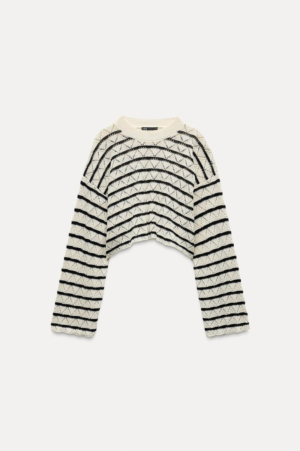 ZARA ТОП ИЗ КРУЖЕВА КРОШЕ В ПОЛОСКУ, ПОЛОСКИ