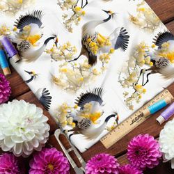 Ткань футер 2-х нитка японские журавли