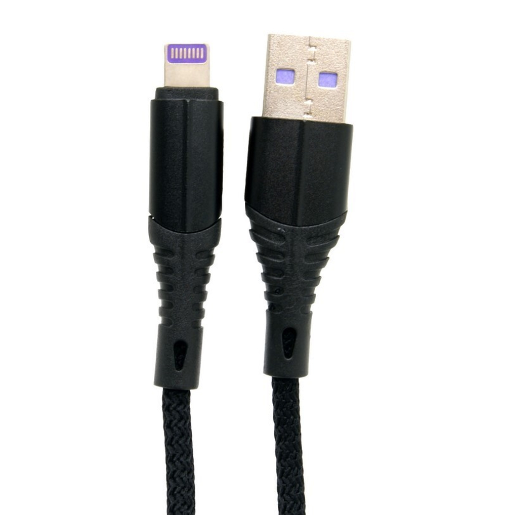Кабель USB - Lightning Lace 3A (черный) 1м