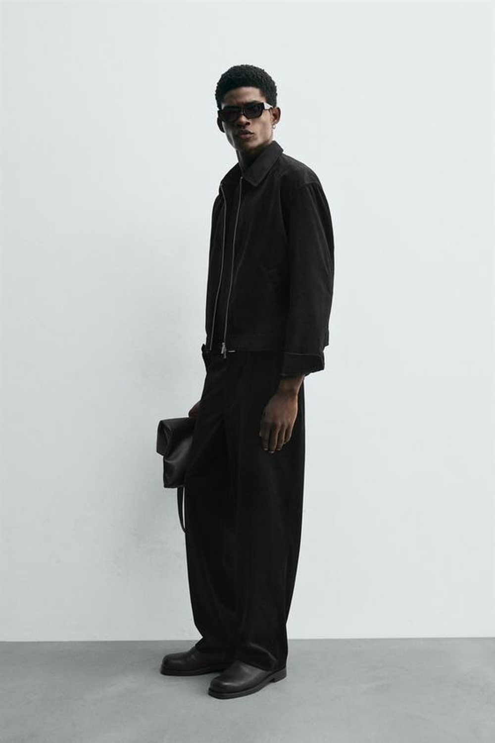 ZARA БРЮКИ ИЗ РЕЛЬЕФНОГО ВЕЛЬВЕТА, ЧЕРНЫЙ